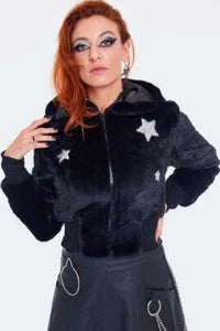 Punk Star Struck Faux Fur Jacket Alternative Fashion Style Jacket Gothic