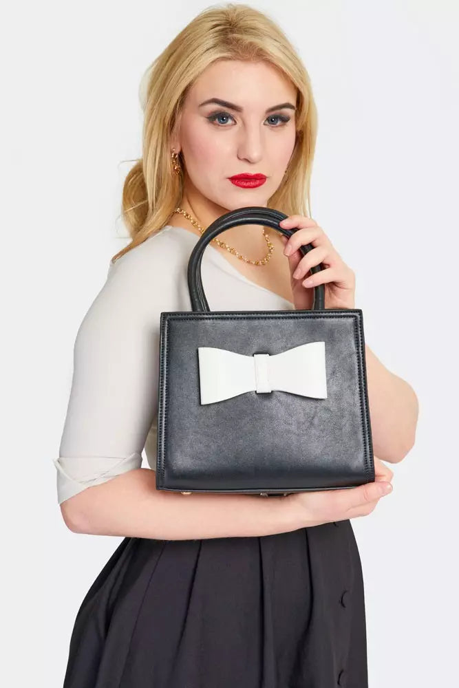 Ladies 60's Vintage Fashion Rockabilly RETRO Mini Bow Tote BAG Handbag Evening