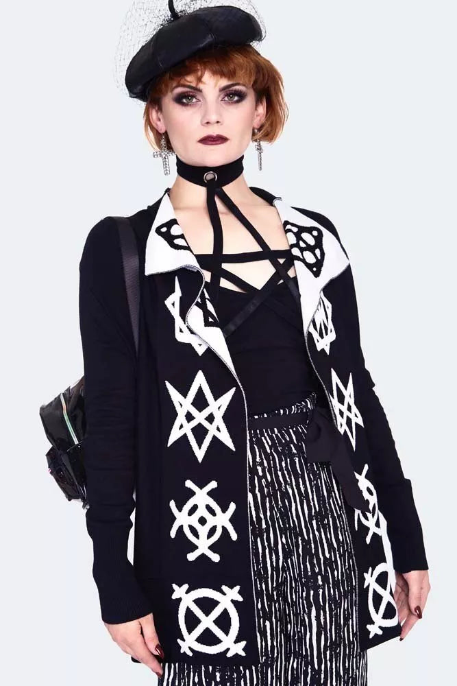 Alternative Fashion Magic symbols reverse Gothic Punk cardigan