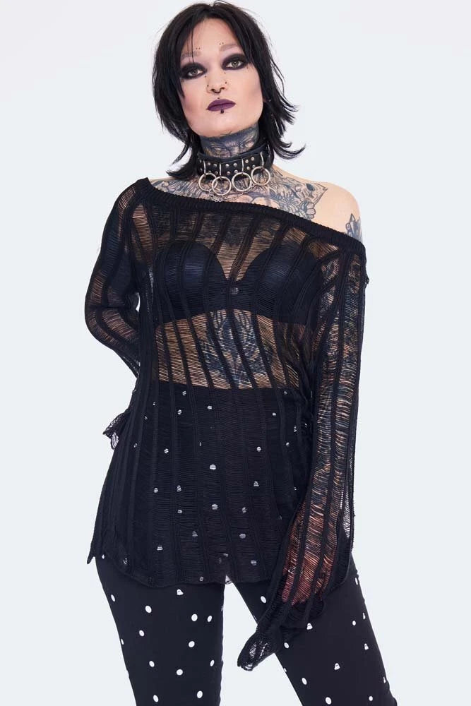 Gothic Loose Knit Striped Alternative Style Sweater