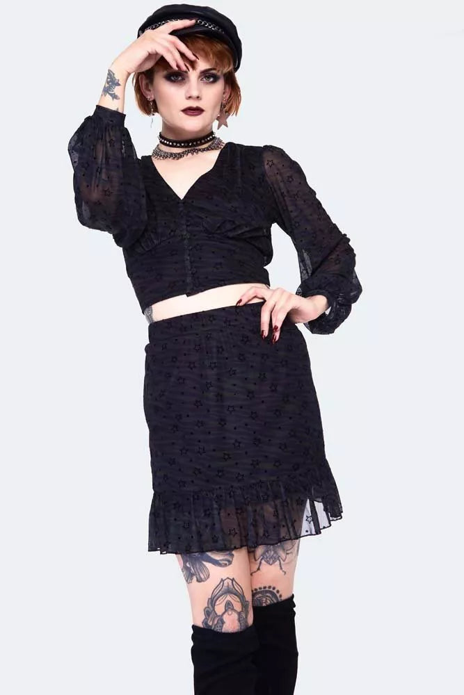 Dark green zebra with stars mini Gothic Alternative Style skirt