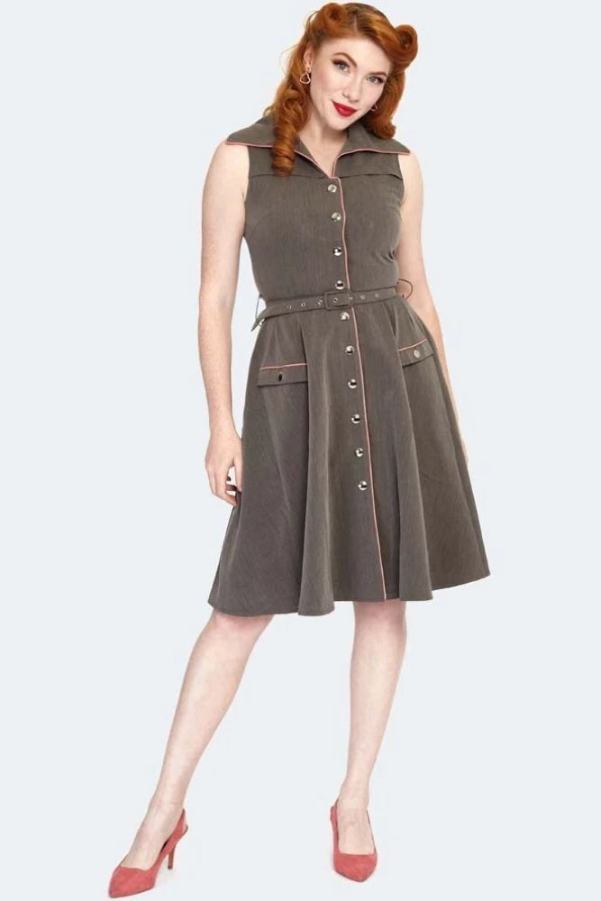Button Up Sleeveless Flare Retro Vintage Style dress