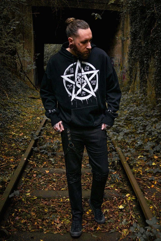 Black Gothic Trouser with Contrast Panels Alternative Style