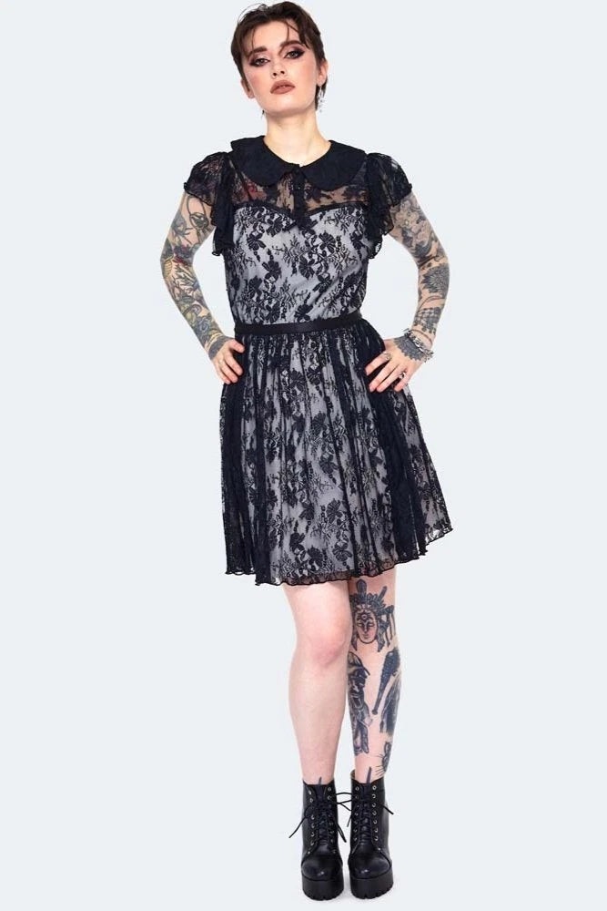 Lace overlay collar Gothic Alternative Style dress