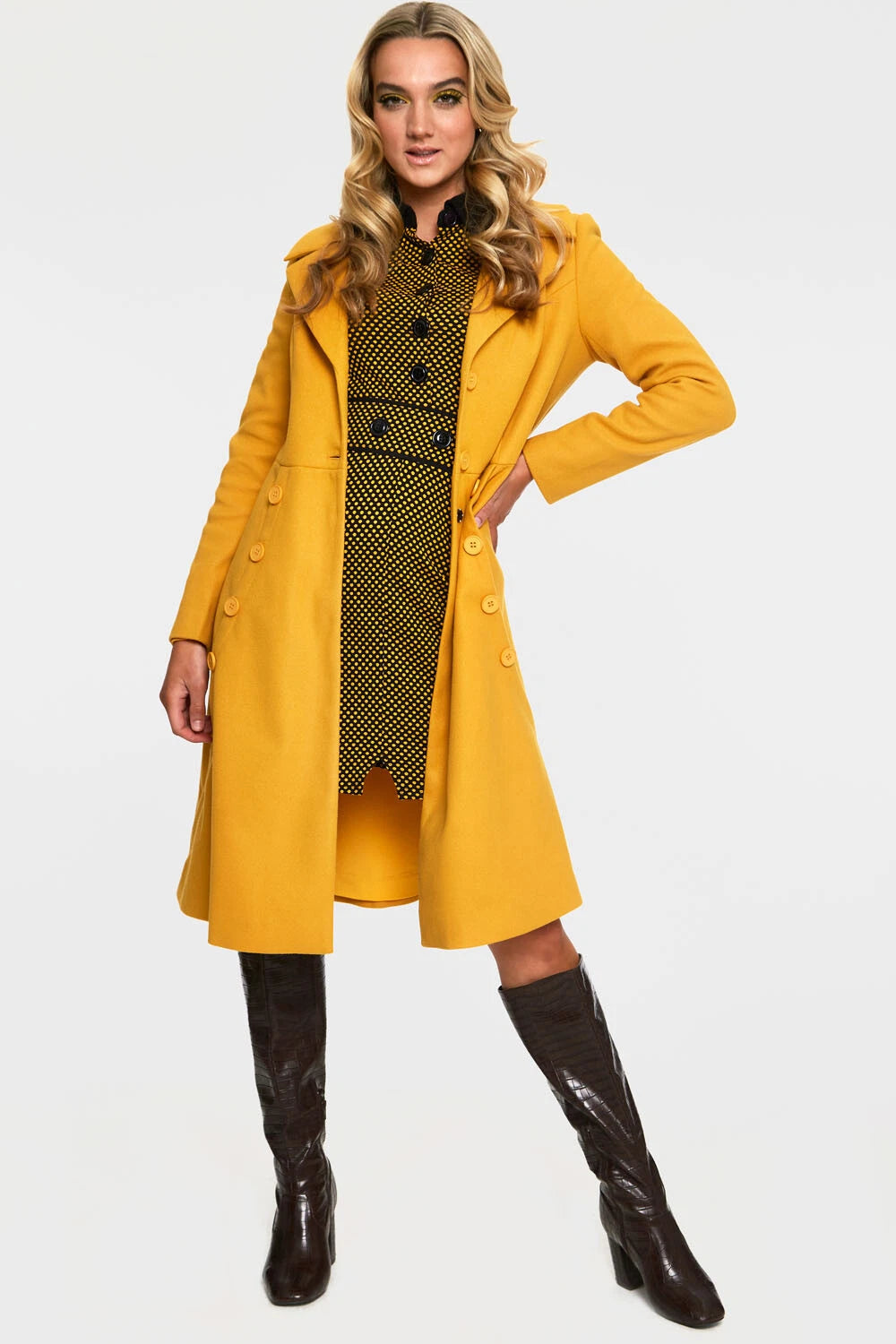 Retro A Line Lapel Coat Vintage Style Women Fashion