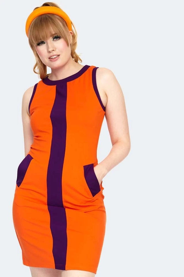 1960s Women Retro Vintage Style Contrast Racer Dress