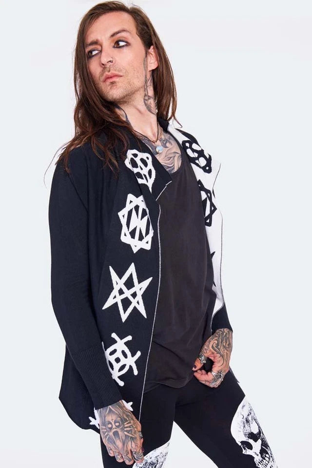 Alternative Fashion Magic symbols reverse Gothic Punk cardigan