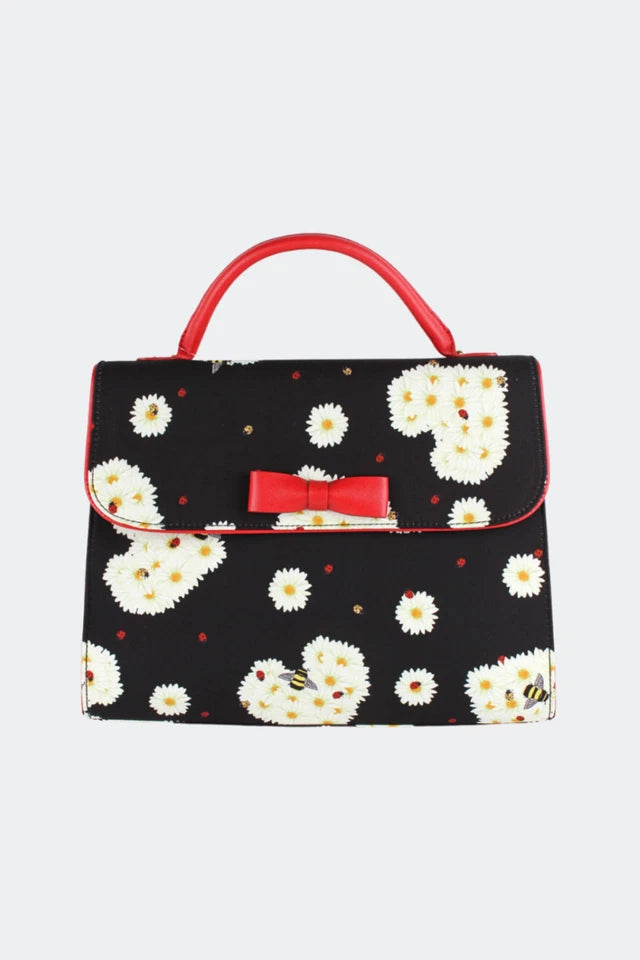 Retro Vintage Bow Detail Top Handle Style Bag