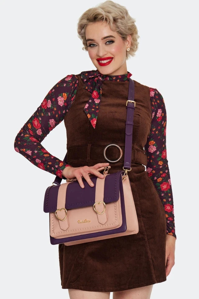 60s Retro Vintage Style Heart Buckle Satchel Bag