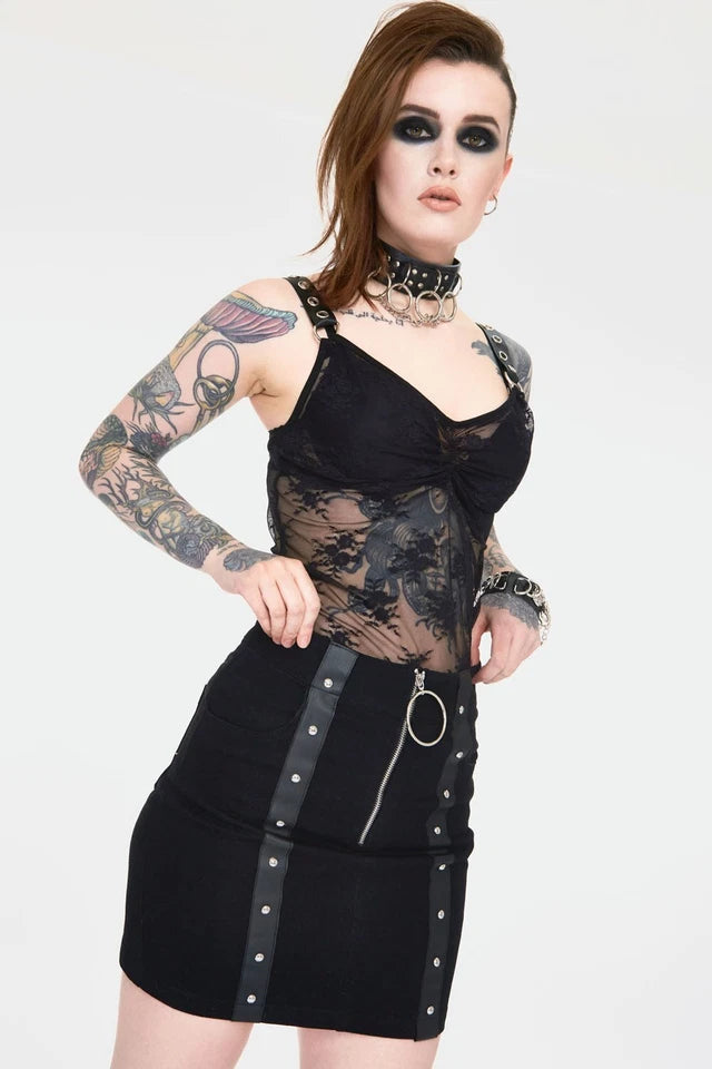 Release Me Black Denim Gothic Alternative Style Skirt