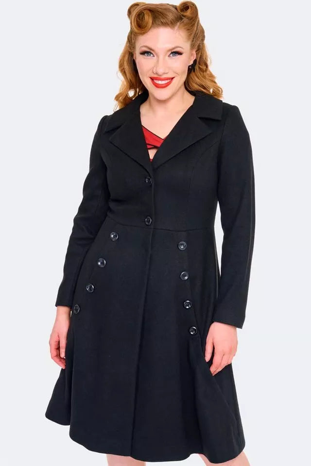 Women Retro A Line Lapel Coat Vintage Style Fashion