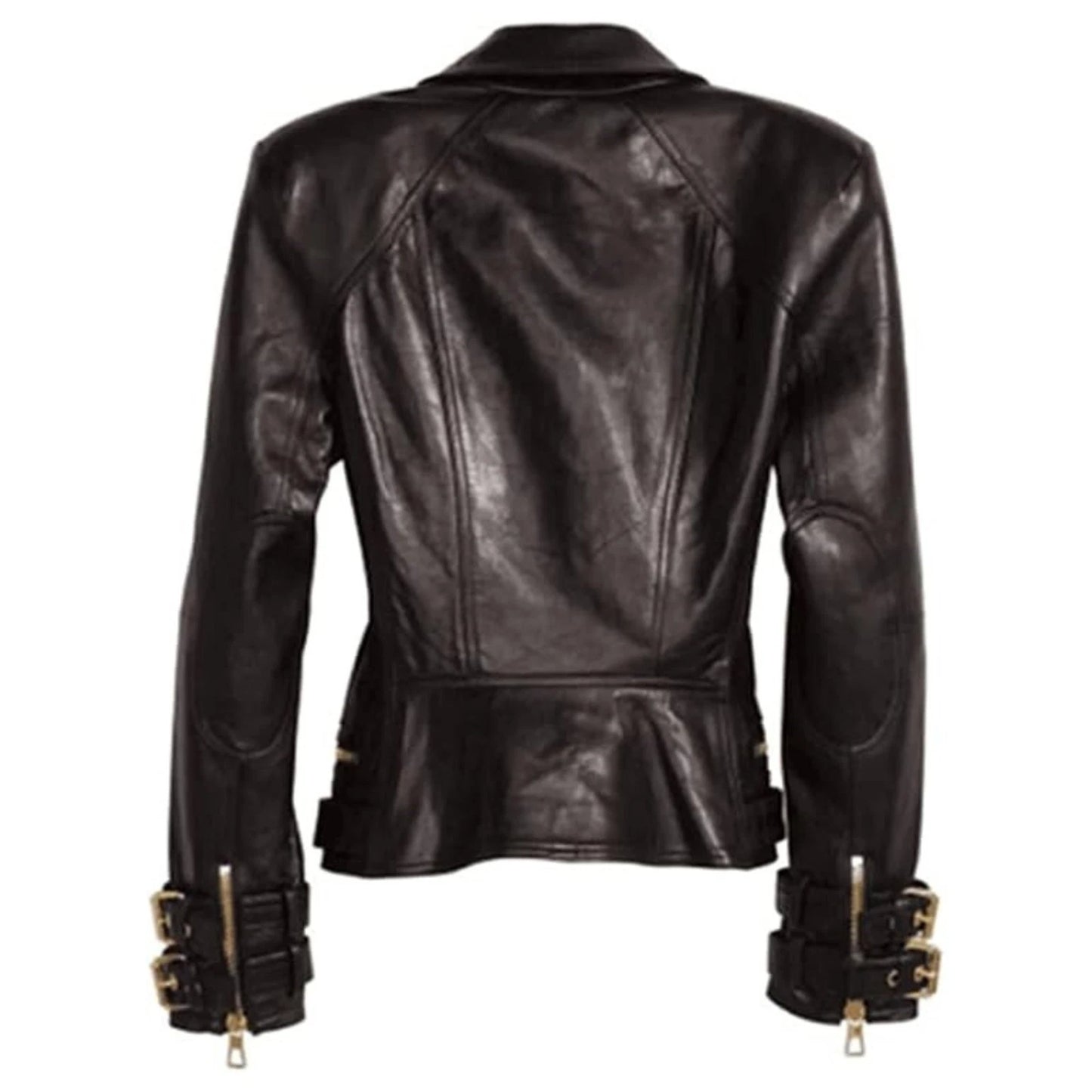 Womens Brando Leather Jacket Ladies Rose Golden Genuine Leather Biker Jacket