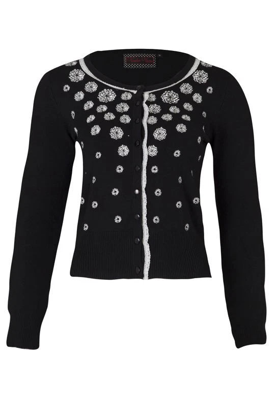 Women Retro Vixen Curve Leticia Rose Embroidery Cardigan Vintage Style Cardigan