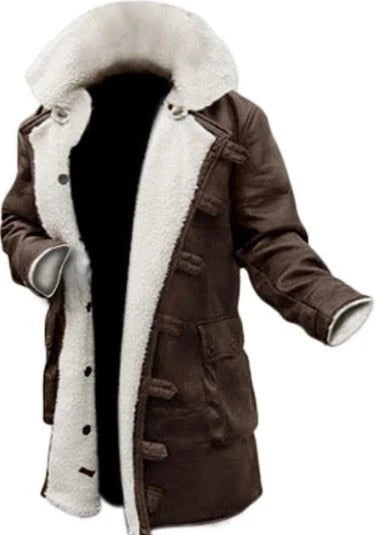 Bane Tom Hardy Coat The Dark Knight Rises Costume Leather Shearling Trench Coat