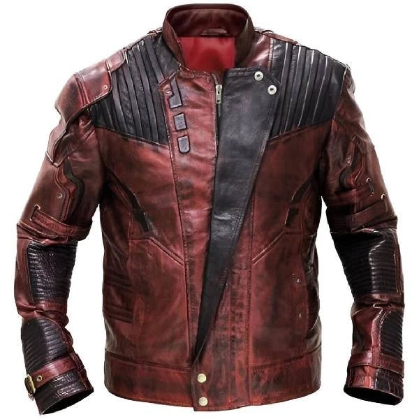 Guardians of the Galaxy 2 Star Lord Chris Pratt Maroon Real Leather Jacket