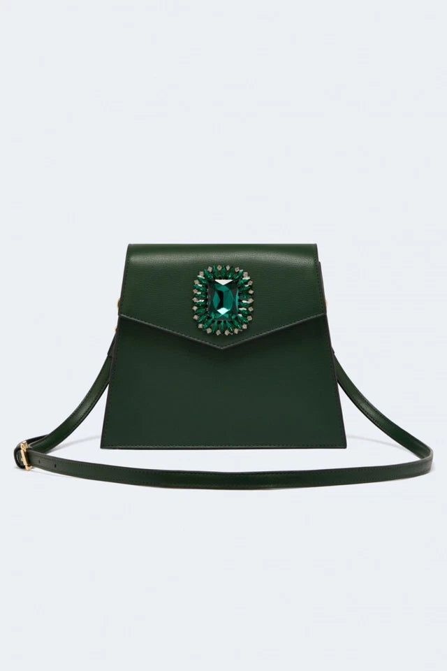 Green Flap Over Retro Vintage Style Shoulder Bag