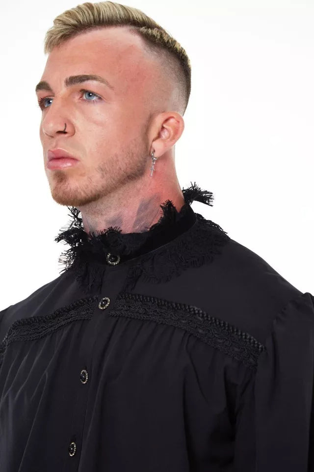 Gothic Shirt With Lace Collar and Cuffs Alternative Style
