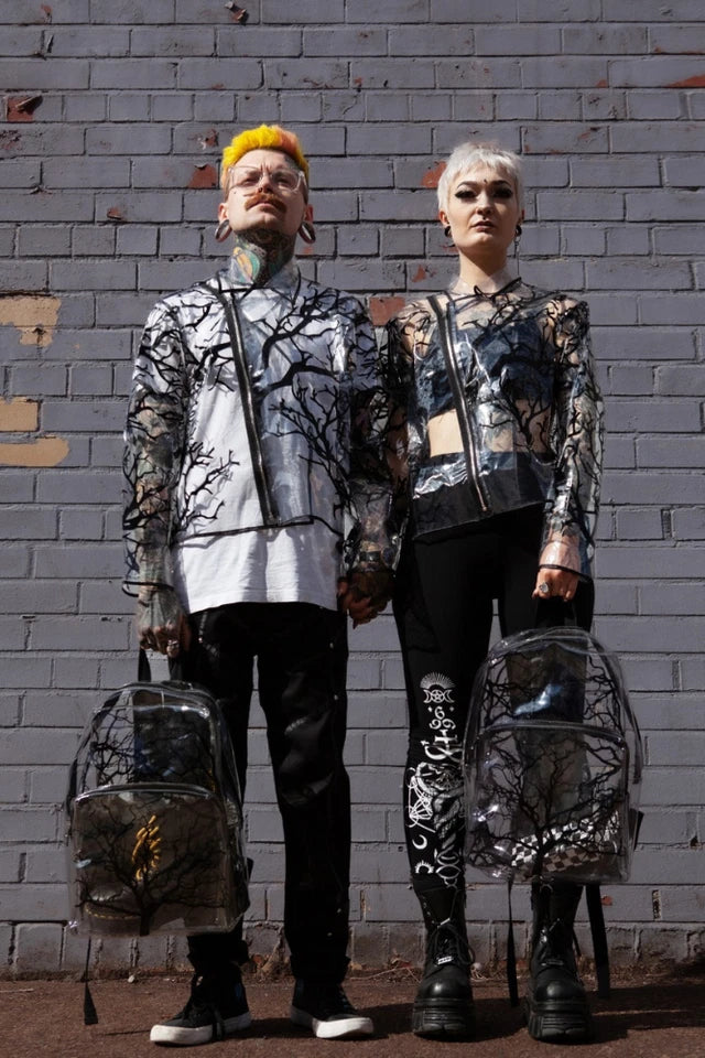 PVC Branches Rain Gothic Punk Style Jacket