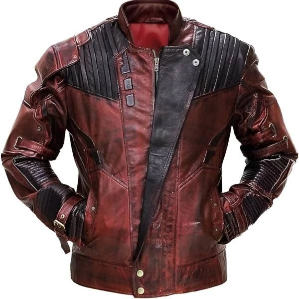 Guardians of the Galaxy 2 Star Lord Chris Pratt Maroon Real Leather Jacket