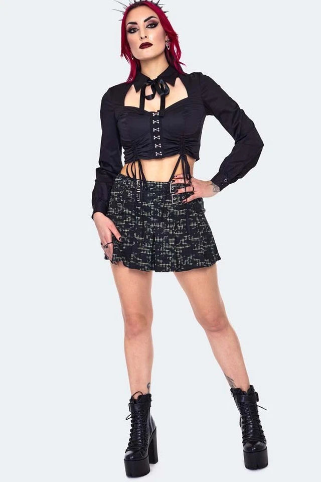 Gothic Cut Out Alternative Style Hook And Eye Shirt