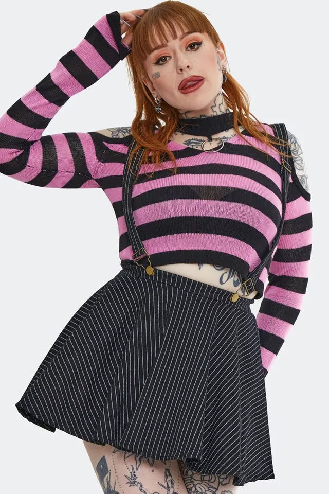 Stripes 'N' Suspenders Gothic Alternative Style Skirt