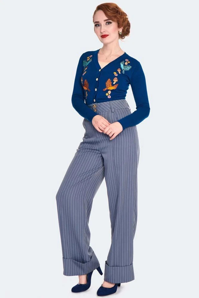 Vintage Style Turn Up Retro Trousers