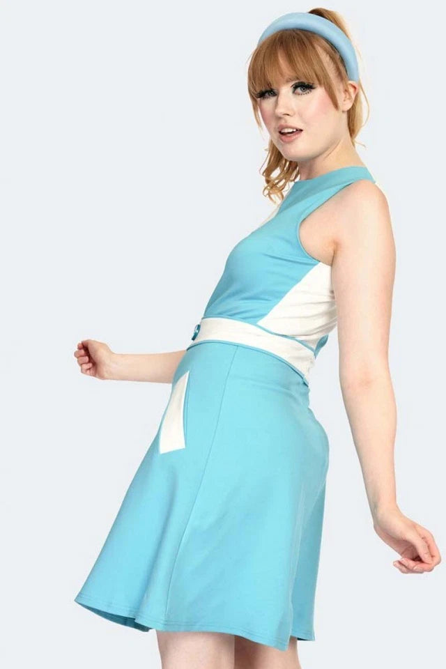 1960s Women Retro Contrast Panel 60s Vintage Style Dress