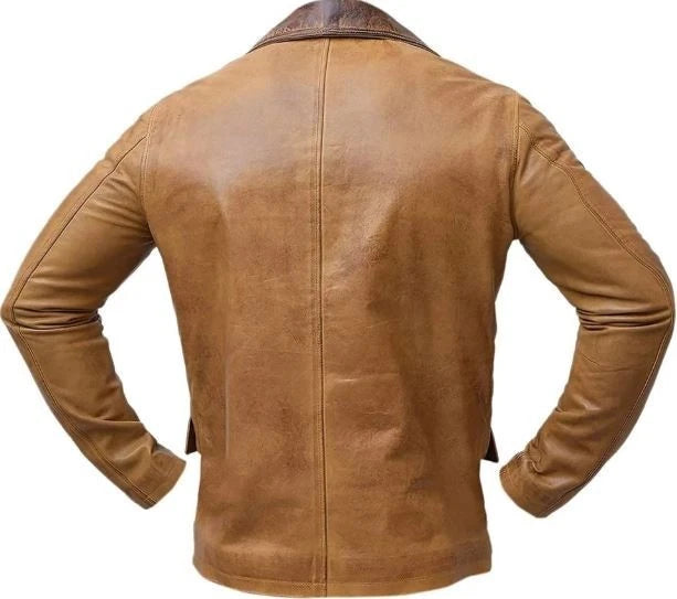 Men Arthur Morgan Red Dead Redemption 2 Tan Brown Costume Cosplay Leather Jacket