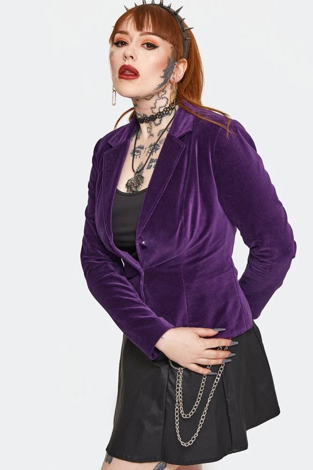 Purple Gothic Alternative Style Velvet Blazer