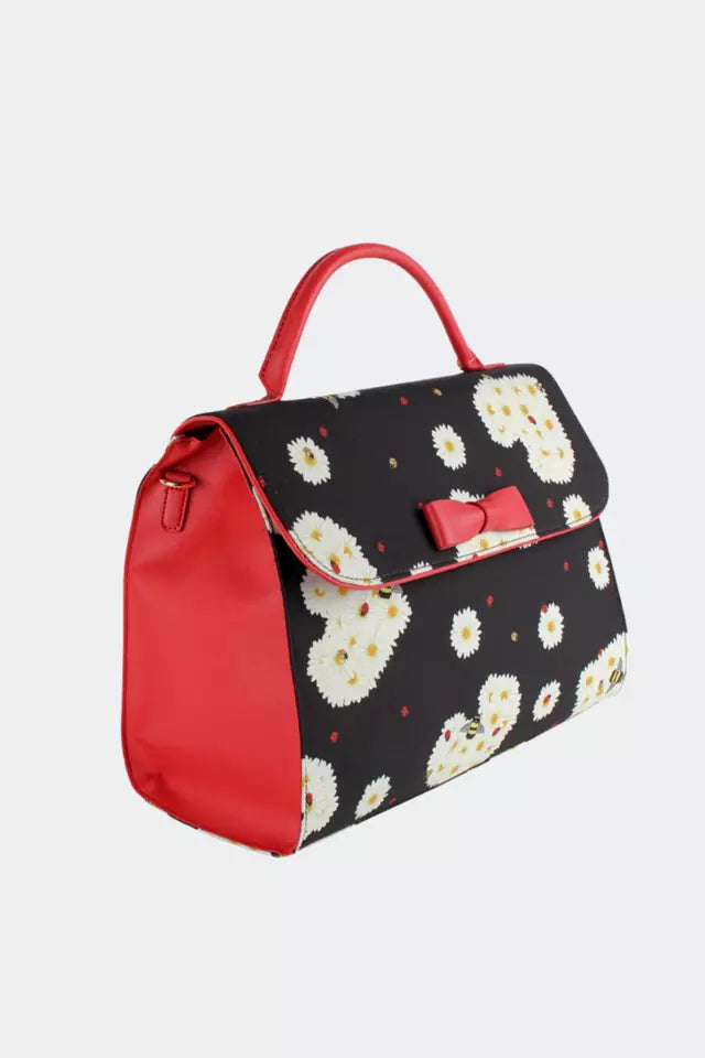 Retro Vintage Bow Detail Top Handle Style Bag