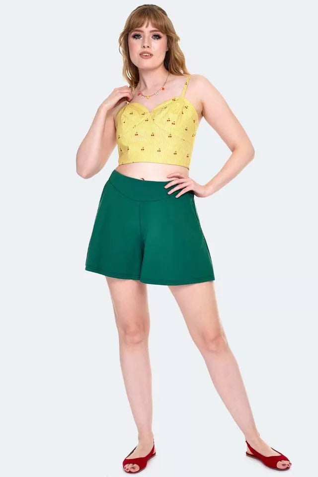 Natalie Cherry Stripe Crop Retro Vintage Style Top
