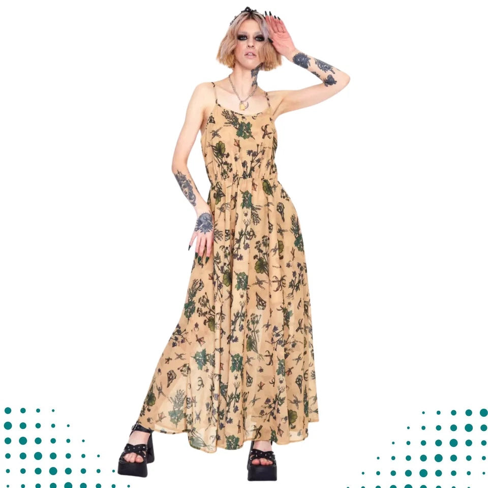 Apotthecary Print Maxi Gothic Alternative Style Dress