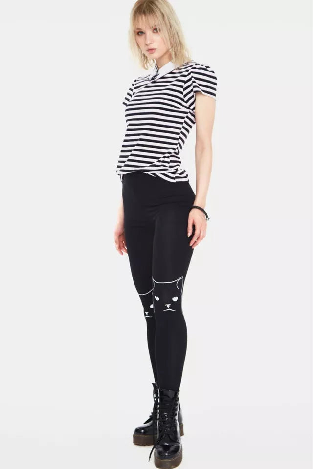 Gothic Kitty Printed Gothic Punk Leggings Plus Size