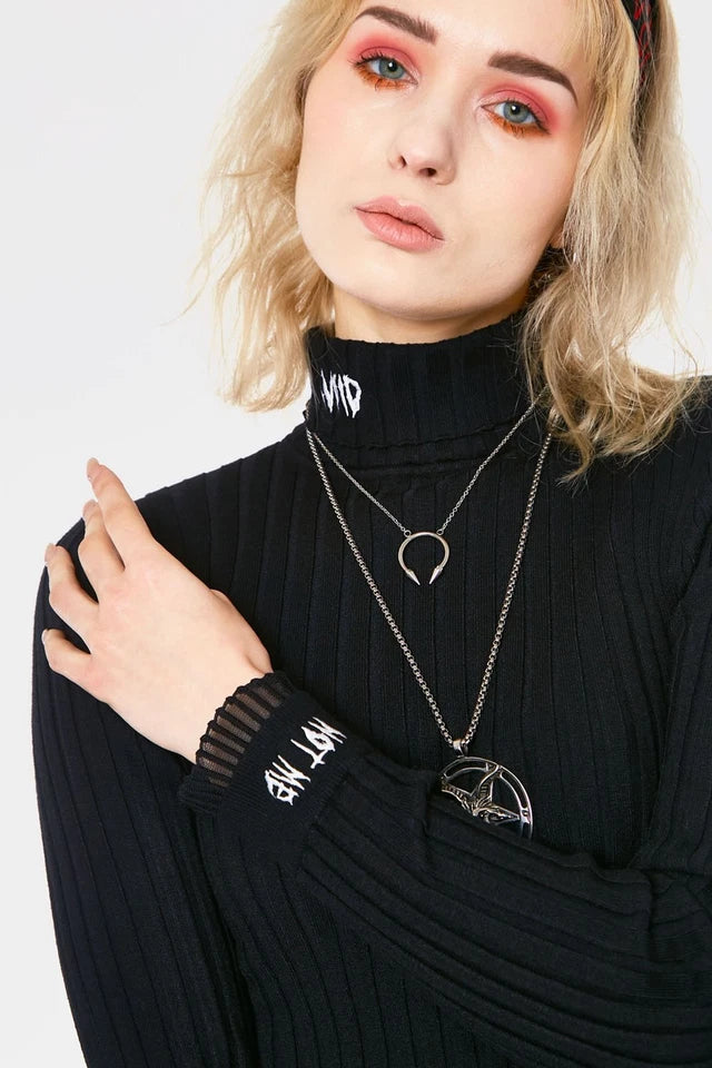 Avoid Turtle Neck Gotihic Alternative Style Sweater
