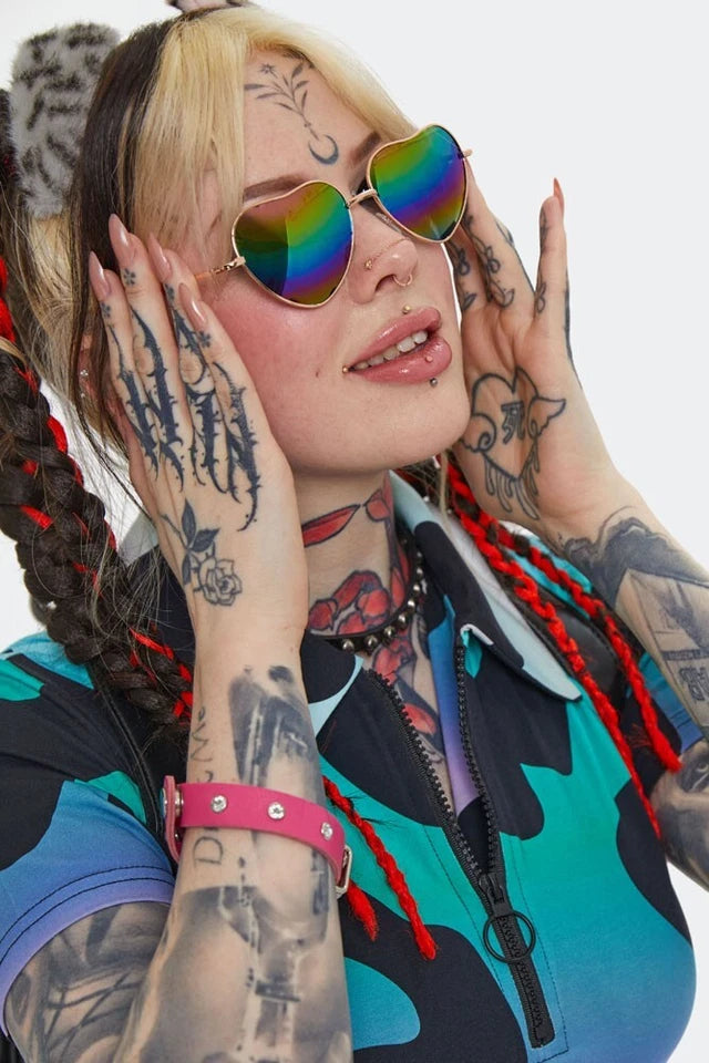 Gothic Punk Rainbow Heart Style Sunglasses