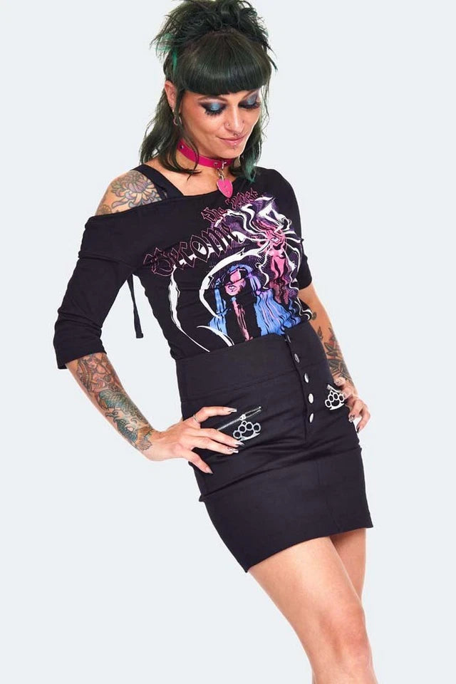 Twill Knuckleduster Mini Gothic Alternative Style Skirt