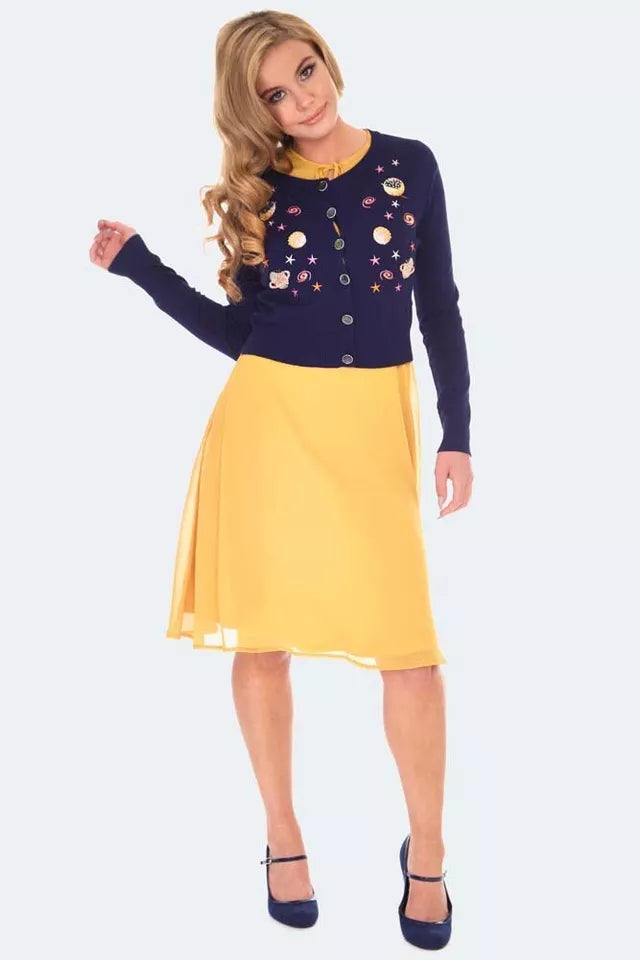 Women Retro Space Chic Embroidered Cardigan Vintage Style Cardigan