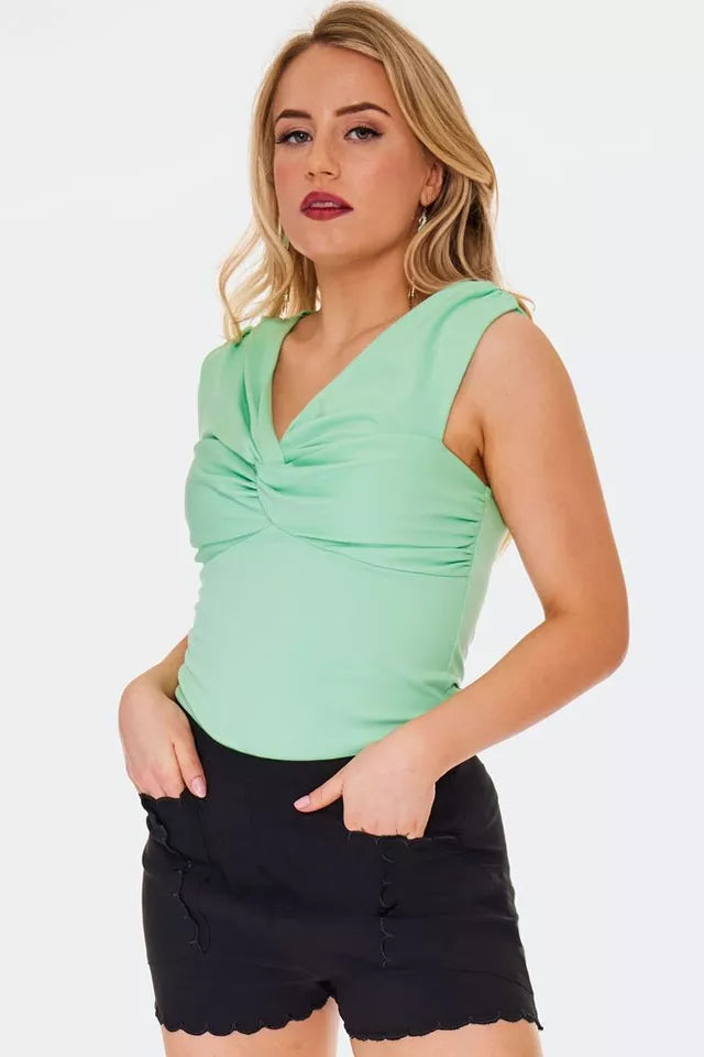 Retro High waisted black shorts with embroidered scallop pocket detail