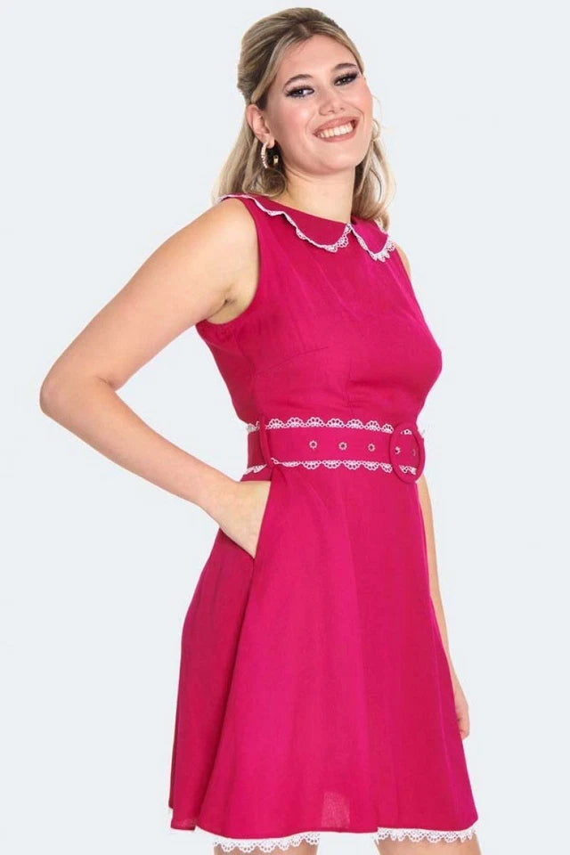 1960s Collared Sleeveless Retro Vintage Style Dress