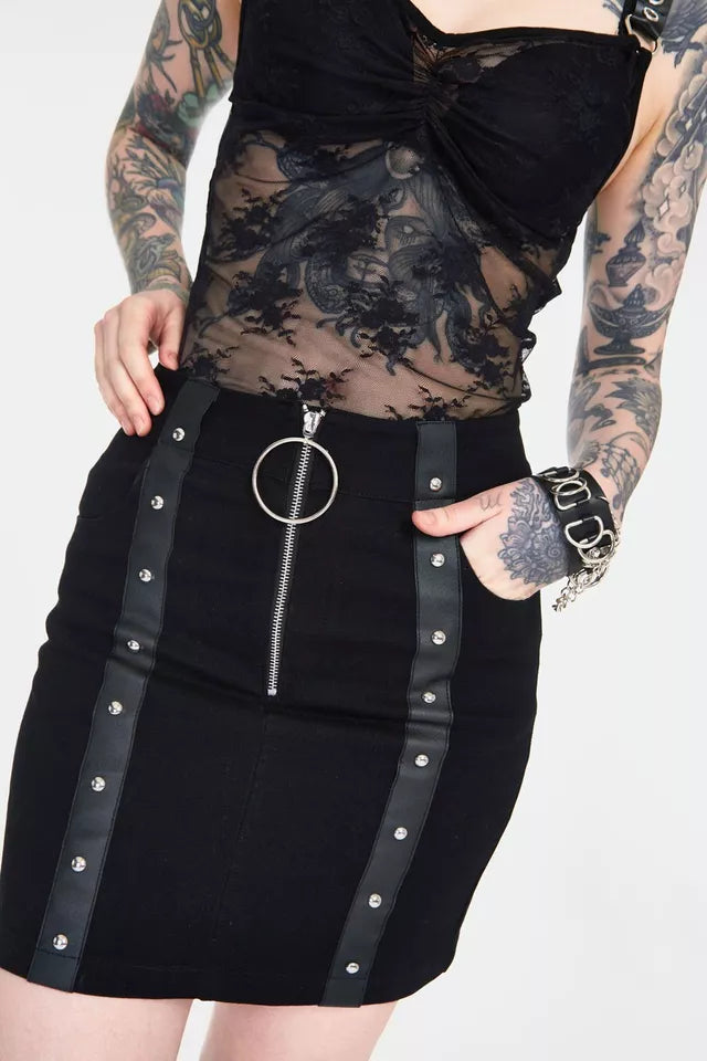 Release Me Black Denim Gothic Alternative Style Skirt