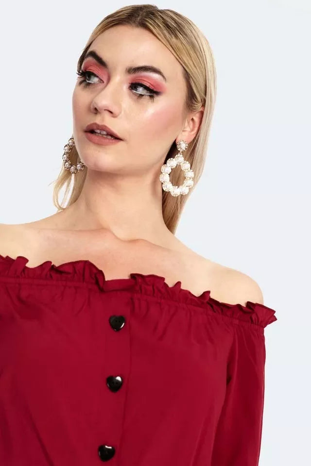 Retro Vintage Off The Shoulder Long Sleeve Style blouse