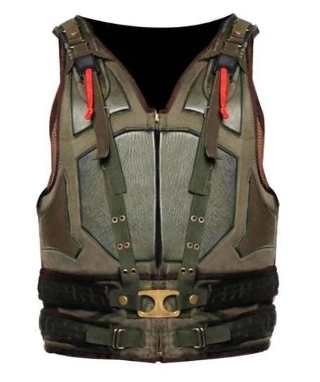 The Dark Knight Rises Tom Hardy Military Green Leather Bane Vest - Gift For Men