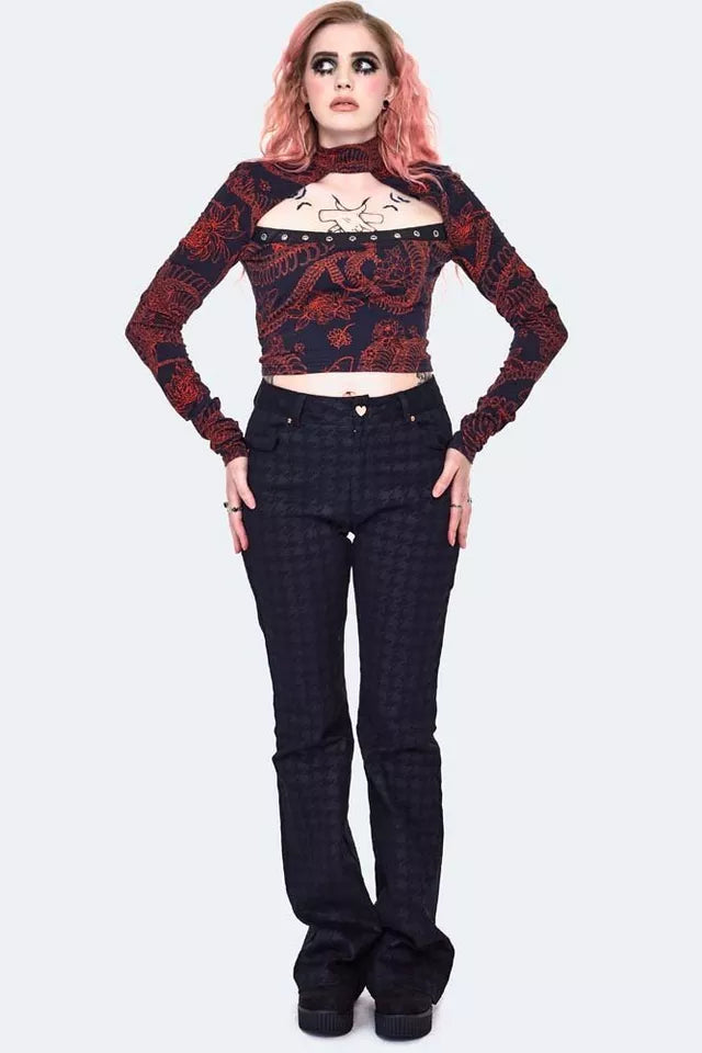 Alternative Style 90s Gothic Snake Skeleton Long Sleeve Top