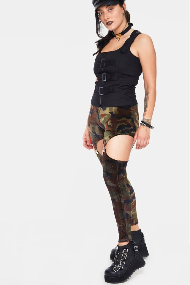 Fight Me Velvet Harness Gothic Alternative Style Leggings
