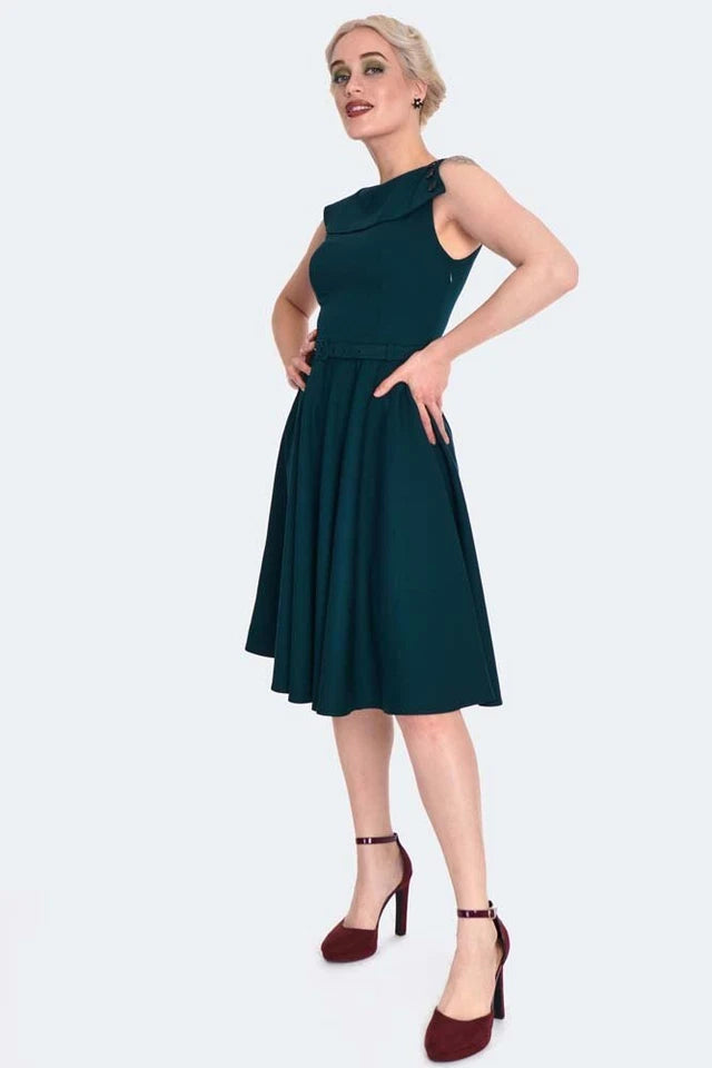 Oversize Collar Retro Flare Vintage Style Dress