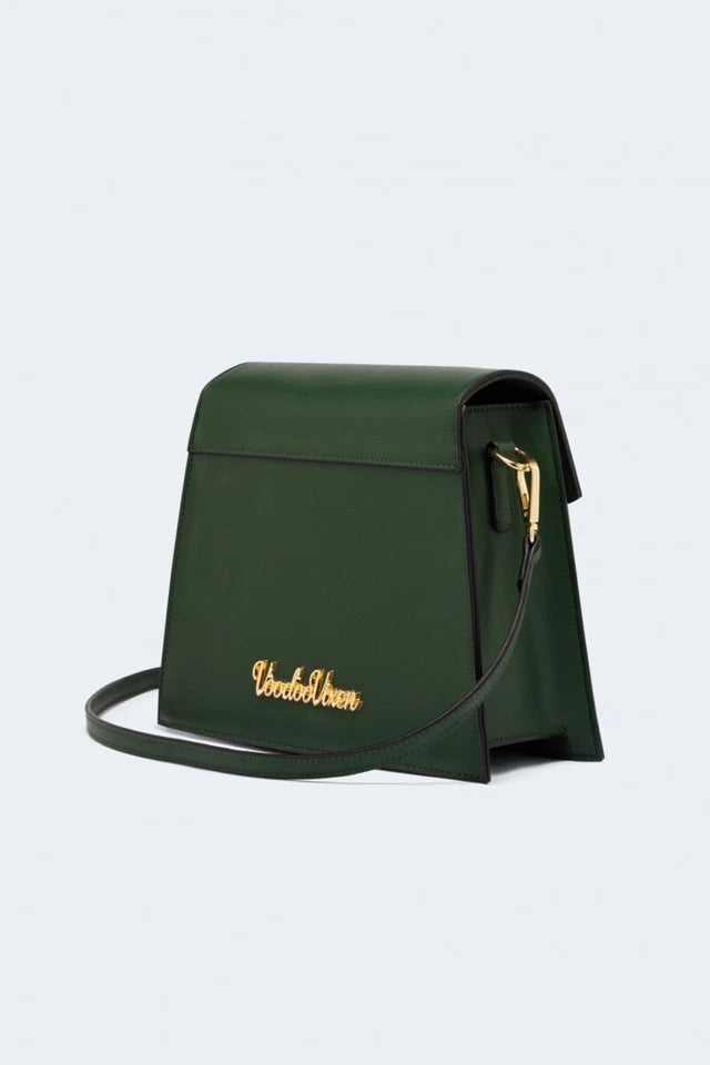 Green Flap Over Retro Vintage Style Shoulder Bag