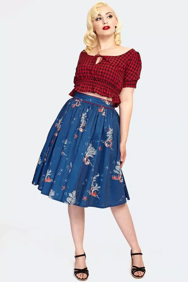 Sadie Red Gingham Retro Vintage style Top