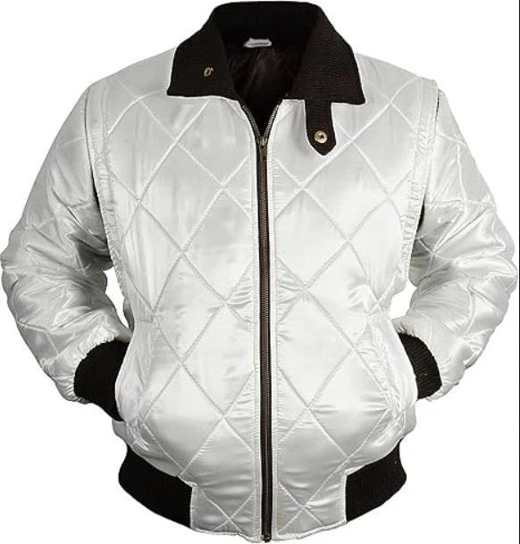 DRIVE Jacket Scorpion White Bomber Satin Quilted Ryan Gosling Costume Outerwear