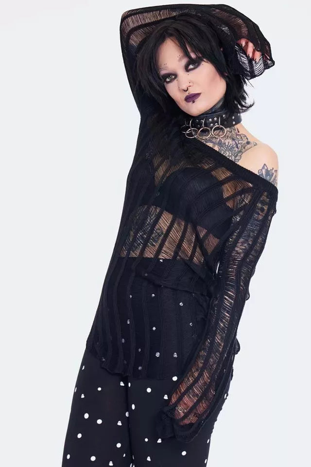 Gothic Loose Knit Striped Alternative Style Sweater