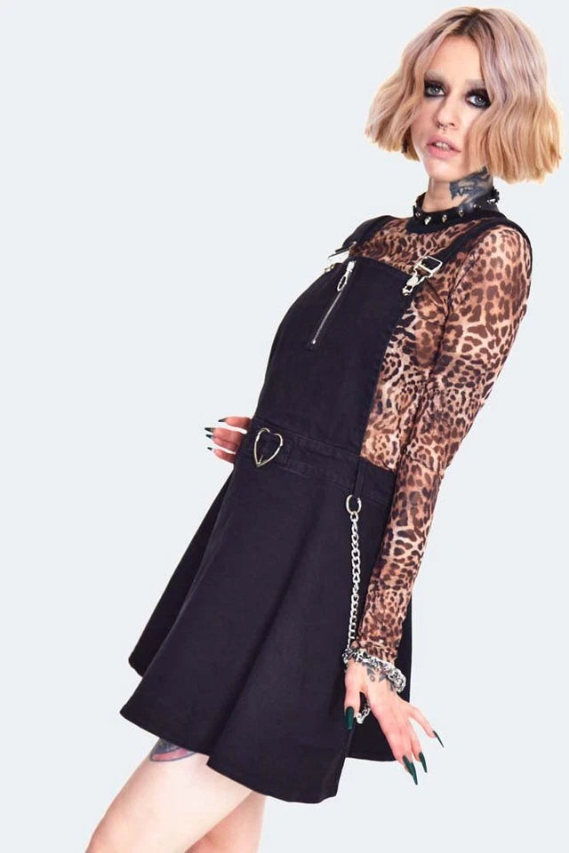 Love Me Right Dungaree Gothic Alternative Style Dress